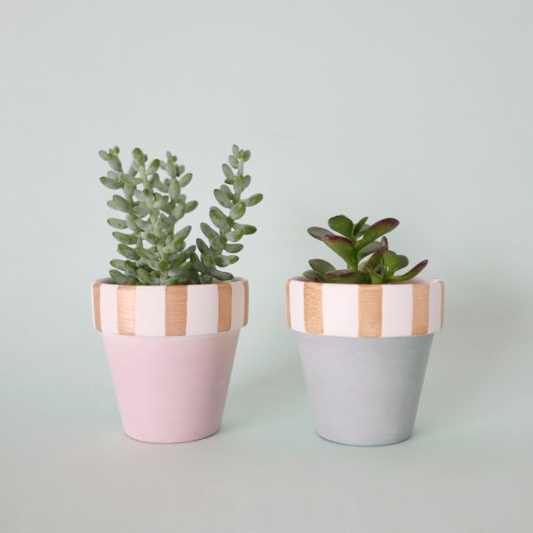 Candy Cane Pots (pink and duck egg blue)